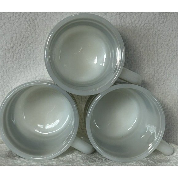 Fire King Coffee Cup Mug Wide Green Black Bands Vintage Anchor Hocking Set Of 3 - Picture 7 of 9